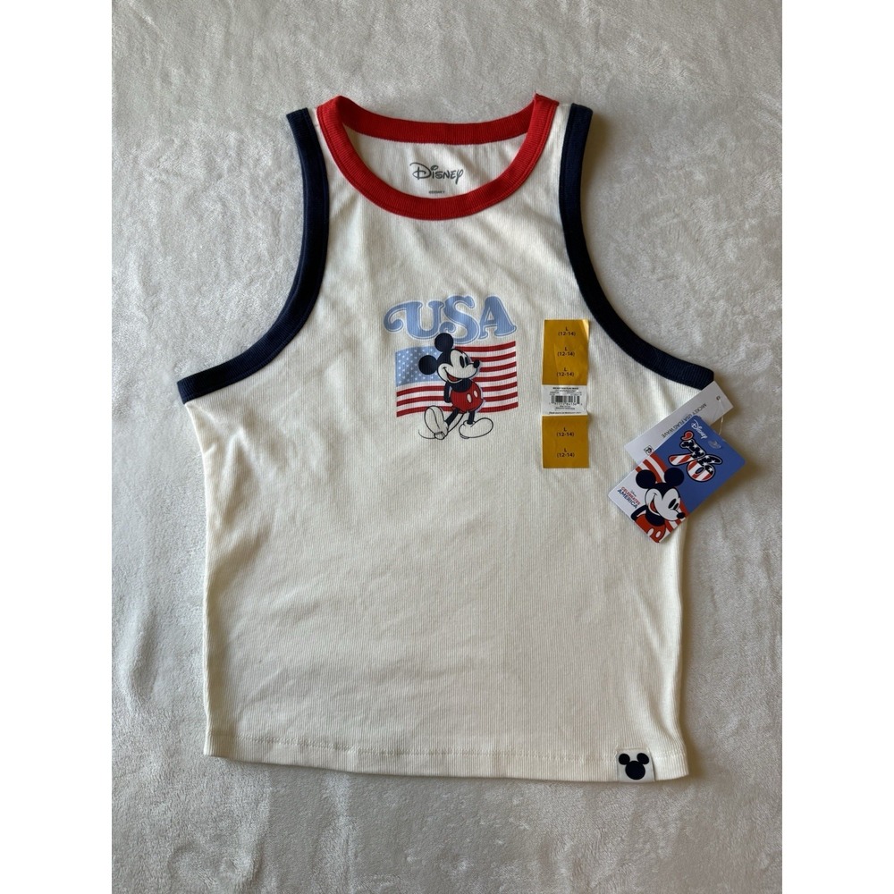 Disney Mickey Sleeveless Red White & Blue USA Tank Top Sz Kids L‎ (12/14) 4 July